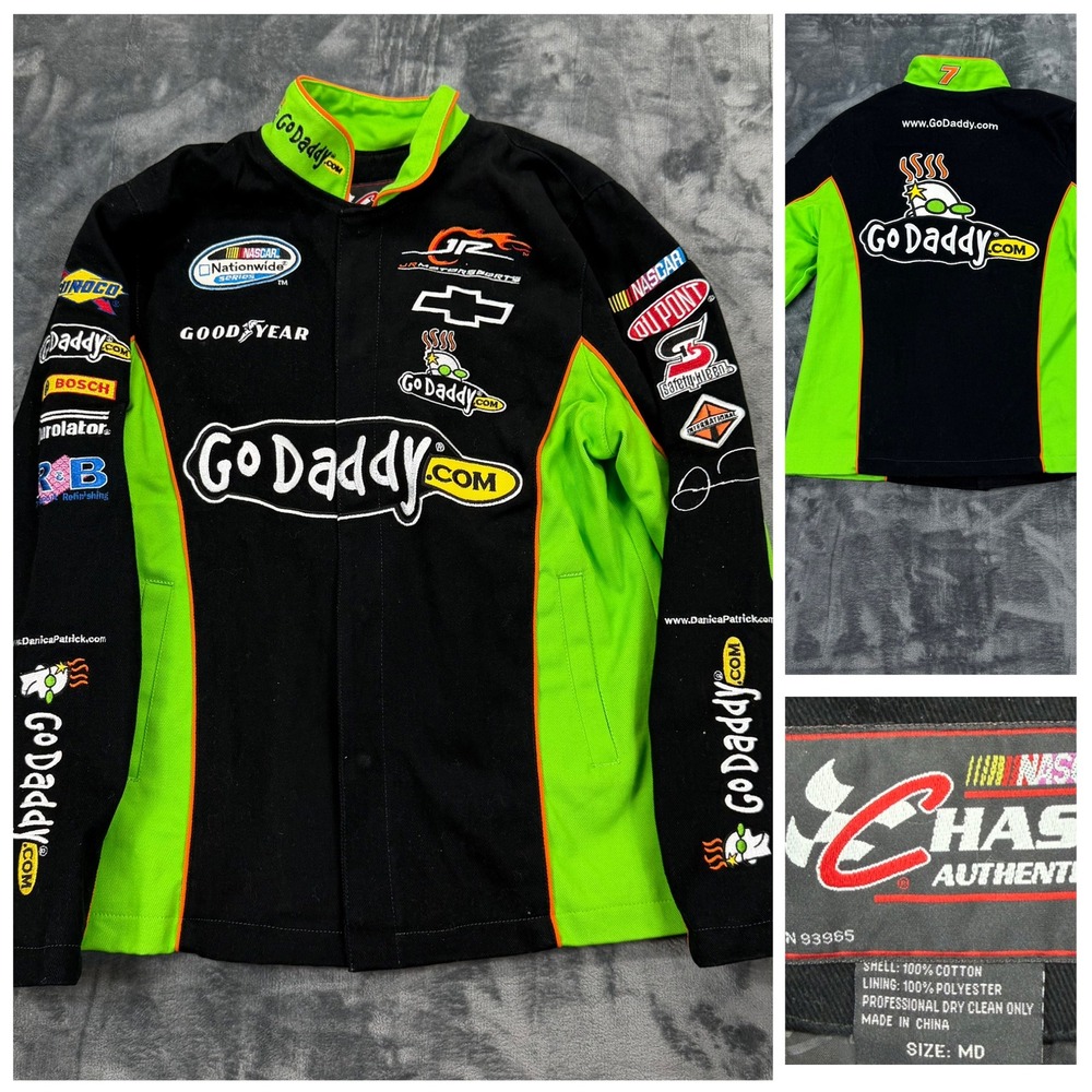Chase Authentics NASCAR Danica Patrick GoDaddy Racing Jacket Black Green Size MD